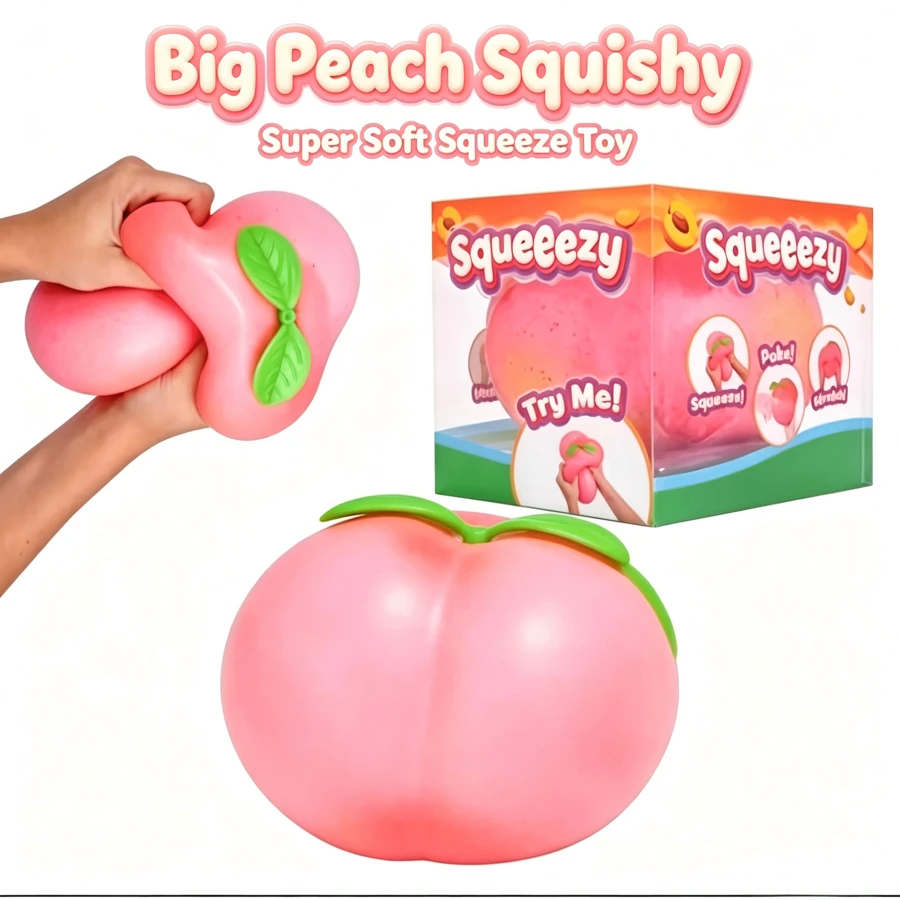 1 pieza Juguete antiestrés nuevo, juguete de apretar melocotón extragrande, juguete de goma suave con rebote lento para adultos, juguete antiestrés para desahogo y dedos - Regalo de cumpleaños - Regalo ideal - Regalo sorpresa - Regalo de vacaciones - Regalo para parejas - Regalo - Regalo de Navidad - Regalo exquisito para entusiastas de juegos - Regalo - Apretar - Esencial antiestrés - Squishy