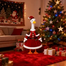 Porch Goose Christmas Outfit Snowman Dress Scarf  Earmuffs For Lawn Goose - Red - View 5
