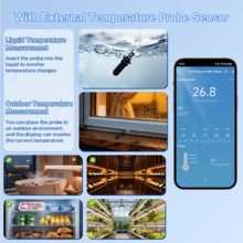 Tuya WiFi 溫度與濕度感測器，附外部探頭，智慧溫度計濕度計，適用智慧家居 APP 遠端控制，相容 Tuya SmartLife、Alexa - 查看 7