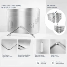 CINEYO Bộ 4 món (3 thớt kèm giá đỡ) thớt inox có giá đỡ tháo rời dễ lắp ráp, dùng cho nhà bếp, dùng được với máy rửa bát, phù hợp sơ chế nhiều loại nguyên liệu - 4 cái - Xem 5