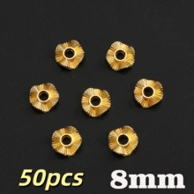 50顆 8/10mm 鋅合金波浪圓盤隔珠，適合DIY珠寶製作手鍊項鍊，時尚珠寶配件，筆珠用品 - 波浪隔片 - 查看 9