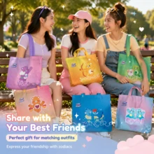 Care Bears 12 Zodiac Signs Canvas Tote Bag, Large Capacity Shoulder Bag, Printed Reusable Shopping Bag, Casual Handbag, Daily Gift - Multicolor - View 10