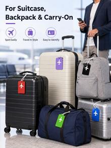 This Luggage Tag Features A Stylish Design With A Prominent Airplane Icon, Vibrant Colors, And High Visibility. It's An Essential For Cruise Travel And Also Perfect For Airport Check-In Or Carry-On Luggage. The Product Comes With A Durable And Flexible PVC Strap, Suitable For Both Men And Women, With Reliable Quality. - Multicolor - View 8