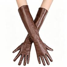 Women's Long Faux Leather Gloves, Over-Elbow Touchscreen Evening Gloves, Cosplay Opera Gloves - Multicolor - View 2