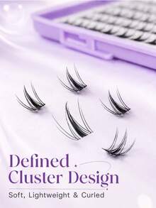 Racimos de pestañas DIY con rizo D definido y efecto esponjoso, extensiones de pestañas postizas ligeras, racimos de pestañas suaves y reutilizables, look de salón en casa para maquillaje natural a glamuroso - Ver 4