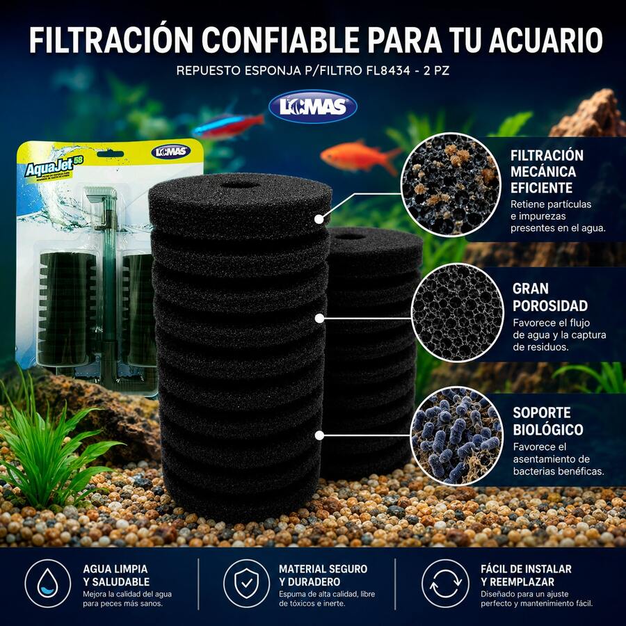 Lomas Replacement Sponges For Filter FL8434 With 2 Pieces - Black - View 1