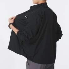 Nike Dri-Fit Solid Color Logo Jacket, Quick-Drying, Breathable, Windproof, Stand Collar, Versatile Sports And Casual Style, Men's - Black - View 3