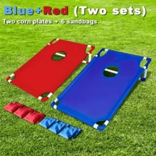 This Set Includes 6 Beanbags, A Red Or Blue Corn Hole Game Board, And A Gift Box. Random One,It's Suitable For Outdoor Parties, Backyard Camping, Indoor Gatherings, Or Beach Patio Entertainment. An Ideal Choice For Holiday Gifts And Party Supplies - 彩色 - 查看 2