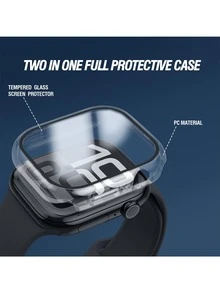 Yezodawee 2件裝透明PC保護殼，適用於Apple Watch第10代，防震鏤空設計，相容 Series 8/Ultra/Series 7/Series 11，42mm/46mm - 無色 - 查看 3
