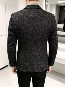 Men's Fashion Business Commute Single-Breasted Suit Jacket - Black - View 2