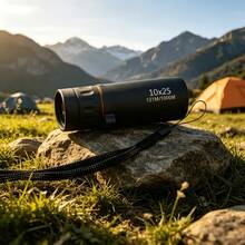 10X25 High Power Monocular Telescope - Durable Rubber Lightweight Design, Fixed Focus, Ergonomic Grip - Suitable For Hiking, Camping, Bird Watching, Hunting, Fishing (Black), Camping Essential, Portable Optical Instrument, Easy Storage Box - Multicolor - View 12
