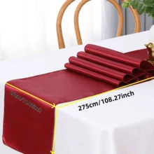 2pcs 28*275cm 11.02*108.27inch Royal Blue Satin Table Runner, High Density Hemmed Edge, Hotel Wedding Dining Table Decor, Polyester Solid Color Tablecloth (Multiple Colors Available). - Multicolor - View 10
