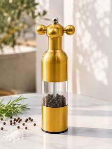 1Pc Stainless Steel Pepper Grinder, Salt And Pepper Grinder & Manual Spice Mill, Ceramic Grinding Core, Refillable, Clear Container, For Kitchen And Dining Table, Kitchen Accessories - Multicolor - View 10