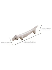 1pc/3pcs/5pcs Creative Dachshund Ceramic Chopstick Holder Cute Cartoon Puppy Tabletop Hotel Restaurant Japanese Style Home Chopstick Rest - Multicolor - View 3