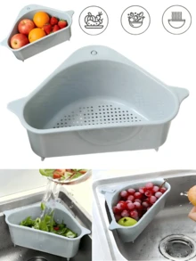 Triangle Kitchen Sink Sponge Holder, Corner Drain Rack, Cup And Vegetable Storage Rack, Large Capacity Drainage Hanging Rack, Sink Filter Basket - View 2
