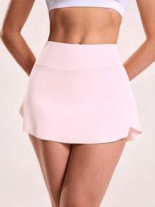 1pc Women's Sports Skirt, High Waist With Pockets Design, Suitable For Tennis, Golf And Other Sports, Pink - Pink - View 3
