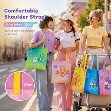 Care Bears 12 Zodiac Signs Canvas Tote Bag, Large Capacity Shoulder Bag, Printed Reusable Shopping Bag, Casual Handbag, Daily Gift - Multicolor - View 9