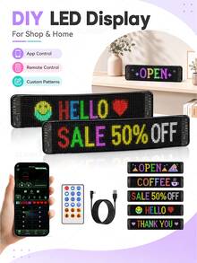 滾動式巨型亮色 LED 廣告招牌,柔性 USB 5V LED 店鋪招牌,藍牙 App 控制,可自定義文字/圖案/動畫,可編程顯示螢幕,適用於商店、汽車、酒吧、酒店 - LED Sign - View 2