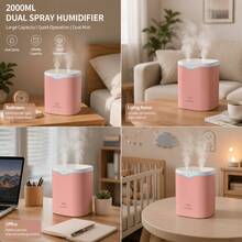 Máy tạo ẩm phun đôi dung tích lớn 2000ml, cấp nguồn USB, máy khuếch tán tinh dầu có thể thêm tinh dầu thơm, máy tạo ẩm không khí cho ký túc xá sinh viên và quà tặng đầu năm học - A - Xem 7