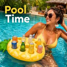 1-2pcs Inflatable Waterproof Bar Drink & Food Floats, Multi-Functional Pool Party Ice Bucket Cup Holder, Portable Inflatable PVC Ice Bucket Rack, Floating Drink Holder, Summer Pool Accessories With Hole Tray - Water Inflatable Tray - View 4