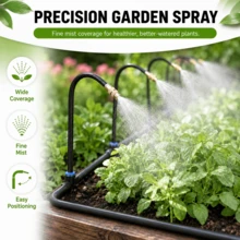 1 Set DIY Micro Drip Irrigation Kit, Adjustable Brass Spray Stake Watering System, 5/16" PVC Tubing Automatic Water Saving Irrigation Set With Connectors Cutter Cable Ties, For Garden Lawn Flower Bed Greenhouse Balcony Vegetable Plant - 10M - View 2