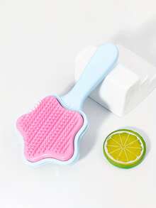 1Pc Cute Solid-Color Pentagonal Star-Shaped Air Cushion Massage Comb, Anti-Static Scalp Massage Brush, Portable Knot-Removing And Styling Tool - Multicolor - View 7