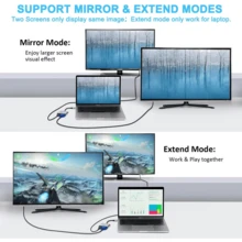 2-In-1 USB-C To 4K HDTV 1080p VGA Adapter Type-C Hub Video Cable Docking Station, Compatible With Laptop, Phone, Tablet, Projector, Supports Multi-Screen Sharing - View 4