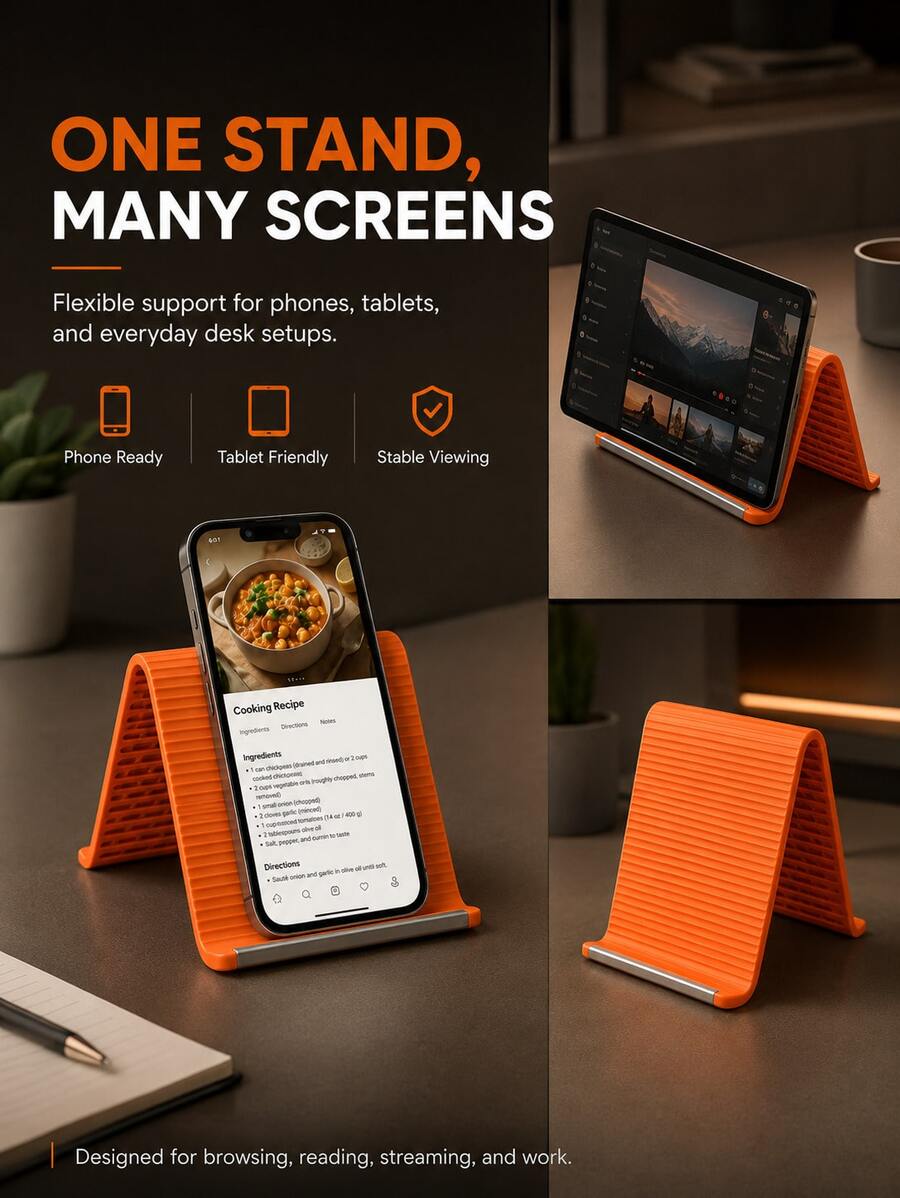 AXNEN Foldable Adjustable Silicone Aluminum Core Stand, Multi-Function Portable Flexible Phone Tablet Laptop Holder, Anti-Slip Ergonomic Desktop Stand, Shapeable Travel Support Stand, Suitable For Office And Home Use - Multicolor - View 1