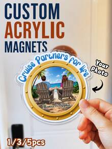 Cruise Partners For Life Personalized Couple Back View Cruise Ship Door Magnets, 1/3/5pcs, Back To School Teacher Locker Magnets, Classroom Magnets, Durable Magnetic Backing, Valentine's Day Gift, Gift For Her/Him/Friends, Home Decor - Multicolor - View 1