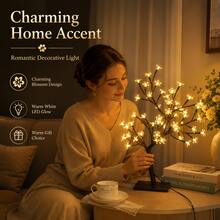 Premium Sakura LED Tree Lamp - Fairy Bonsai Light, USB Powered Warm White Desktop Decor Suitable For Bedroom And Home - 48-lED Cherry Blossom Warm White Tree Lamp With USB Switch - View 4