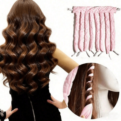 Bộ uốn tóc không nhiệt (gói đơn) - Thanh uốn tóc không nhiệt bằng lụa mềm, thiết kế riêng cho tóc dài, giúp bạn dễ dàng tạo kiểu tóc xoăn sóng mà không cần dùng nhiệt. Có thể tái sử dụng và dịu nhẹ với tóc, giúp bạn có mái tóc xoăn đẹp khi đang ngủ