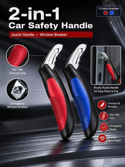 2026 New Multi-Function Car Door Handle Assist Tool - Combines Emergency Safety Hammer And Door Handle In One, Made Of Durable Aluminum Alloy + ABS Material. This Portable Assist Tool Is Specifically Designed For Elderly, Pregnant Women And Drivers To Enhance Travel Safety! This Door Handle Is Not Only An Essential Daily Safety Tool But Can Also Be Used As An Emergency Safety Hammer In Critical Situations.