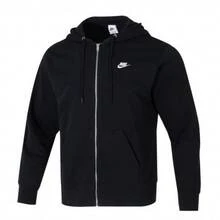 Nike Club 舒適休閒經典簡約拉鍊開襟衫法式長袖連帽夾克外套 男款 - 黑色 - 查看 5