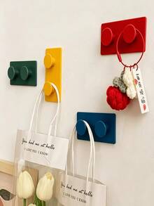 9/8/4/1pc Building Block Hook, No Punching, Seamless Hook, Wall Storage, Key Hook, Suitable For Renting, Hanging Keys, Masks, Hats, Canvas Bags, Hair Bands, Kitchen Aprons, Hand Towels, Dormitory Bags, Headphones, All Kinds Of Wires, - Multicolor - View 2
