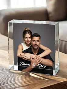 1pc Customized Acrylic Photo Block, Personalized Photo Frame, 3D Acrylic Plaque For Wedding Anniversary Family Photo, Home Decor, Graduation Birthday Gift - Multicolor - View 3
