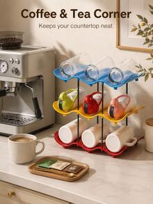 Stackable Water Bottle Organizer Rack, Wine Bottle Organizer,Multi-Layer Wavy Bottle Organizer For Countertop, Water Bottle Organizer For Cabinet And Fridge, Refrigerator Wine Rack For Kitchen Pantry, Suitable For Tumblers,Cups & Wine Bottles - Multicolor - View 2