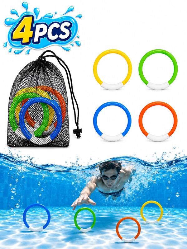 8pcs Colorful Swimming Training Rings, Summer Pool Accessories, Floating Swim Rings, Suitable For Water Games, Pool Party Fun, Water Entertainment Essentials, Underwater Swimming Practice, Summer Pool Party Activities, Outdoor Pool Fun, Interactive Water Games