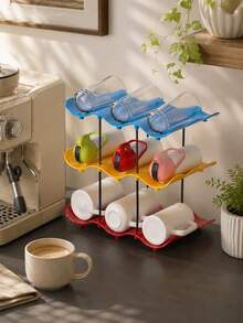 Stackable Water Bottle Organizer Rack, Wine Bottle Organizer,Multi-Layer Wavy Bottle Organizer For Countertop, Water Bottle Organizer For Cabinet And Fridge, Refrigerator Wine Rack For Kitchen Pantry, Suitable For Tumblers,Cups & Wine Bottles - Multicolor - View 9