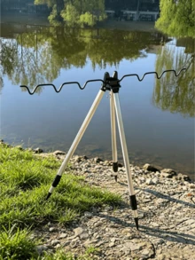 1pc Adjustable Aluminum Fishing Rod Holder, Portable And Foldable, Triangular Fishing Rod Stand, Can Hold Multiple Fishing Rods, Sturdy And Durable, Suitable For Lakes, Rivers, Angling, Stable Outdoor Bank Fishing Bracket - Multicolor - View 3