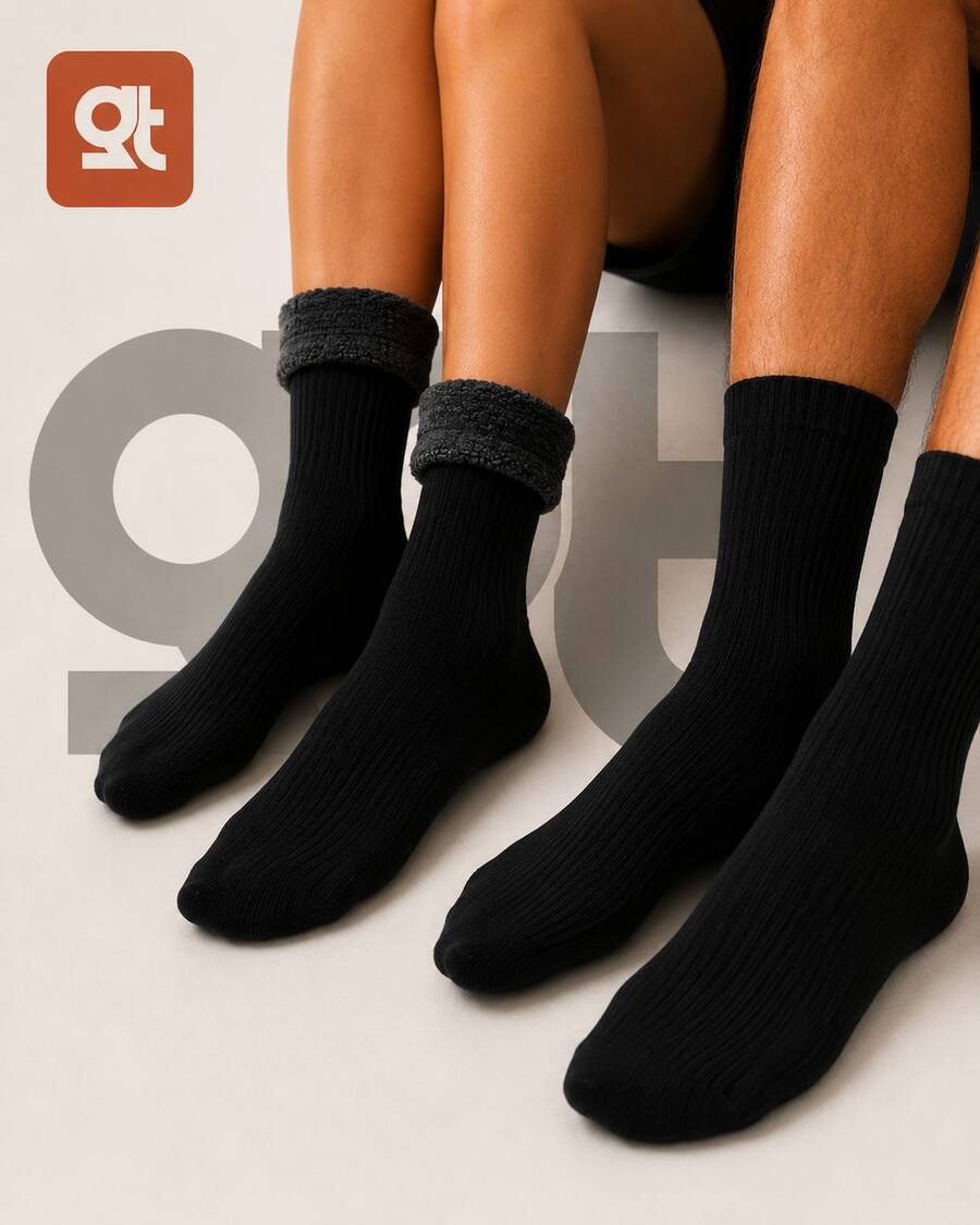 Kit 2 4 6 Pares Meias Térmica Forrada Peluciada Quente Grossa Inverno Quentinha  Masculino Feminino De Lã Quente - 3 PARES - Visão 1