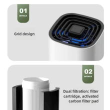 Desktop Air Purifier, Small Home Bedroom Aromatherapy, USB Powered, Removes Odors And Dust, Humidifying Function, Portable And Lightweight, Suitable For Dorm, Office, Bedside, Space-Saving, Keeps Small Room Air Fresh - White - View 4
