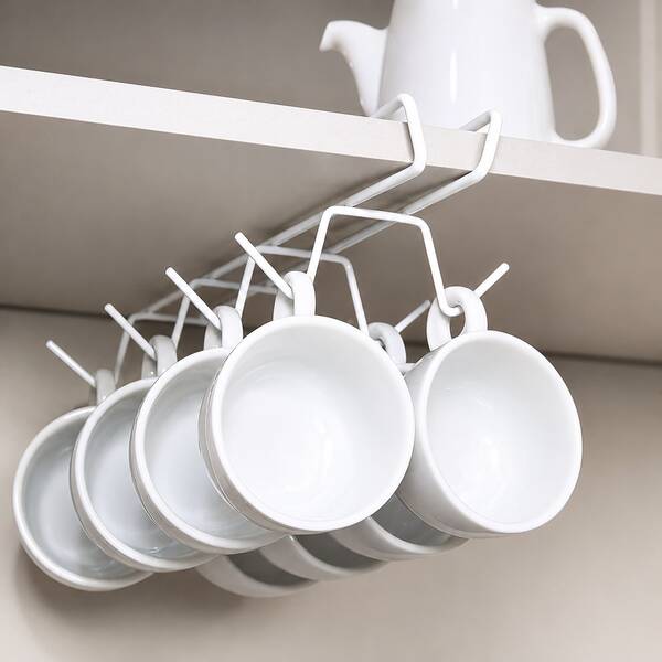 Organizador Xícaras Pendurar Armário Cozinha Branco 8 Ganchos