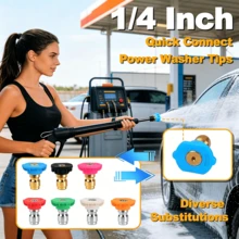 7pcs High Pressure Washer Nozzle Set With Storage Rack, 1/4" Quick Connect Power Washer Spray Tips, Up To 4000 PSI Multi-Angle Cleaning Nozzle Kit, Universal Replacement High Pressure Washer Accessories For Outdoor Car, Patio, Driveway Cleaning - 7pcs - View 9