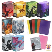 100片 Vorinclex 獨家設計粉色龍盾磨砂卡套，適用於 MTG/PTCG/集換式卡牌遊戲，磨砂卡套 66*92mm，卡牌收藏家最佳禮物，100片 64x89mm KMC 透明防水內層卡套 - 彩色 - 查看 3