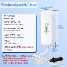 Tuya WiFi 溫度與濕度感測器，附外部探頭，智慧溫度計濕度計，適用智慧家居 APP 遠端控制，相容 Tuya SmartLife、Alexa - 查看 11