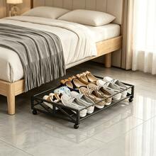 Multi-Scenario Applicable Pull-Out Shoe Rack, Universal For Under Bed And Sofa, With Wheels Space-Saving, Home And Dormitory Shoe Storage Rack - Black - View 5