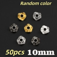50顆 8/10mm 鋅合金波浪圓盤隔珠，適合DIY珠寶製作手鍊項鍊，時尚珠寶配件，筆珠用品 - 波浪隔片 - 查看 10