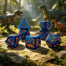 Dinosaur Polyhedral Dice Set, 7 Pieces Acrylic Glitter Role Playing Game Dice With Engraved Dino Footprint And Skeleton Symbols, Multi-Color RPG Dice For Tabletop Board Games, TTRPG, Card Games, Math Teaching, Gift For Gamers And Collectors - Multicolor - View 4