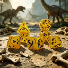Dinosaur Polyhedral Dice Set, 7 Pieces Acrylic Glitter Role Playing Game Dice With Engraved Dino Footprint And Skeleton Symbols, Multi-Color RPG Dice For Tabletop Board Games, TTRPG, Card Games, Math Teaching, Gift For Gamers And Collectors - Multicolor - View 9