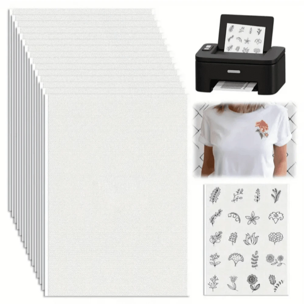 1/5/10 Sheets A4 High Adhesion Water-Soluble Embroidery Stabilizer Paper, High Definition Printable Cross Stitch Transfer Paper, DIY Handmade Sewing Water-Washable Consumables, Free Cut Embroidery Transfer Water-Soluble Paper Craft Accessories - A - View 1